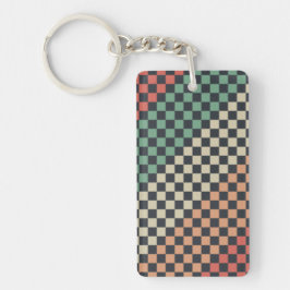 Chaveiro Estilo Xadrez Multicolorido