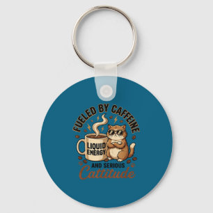 Chaveiro Estimado pela cafeína e pelo gato engraçado com at