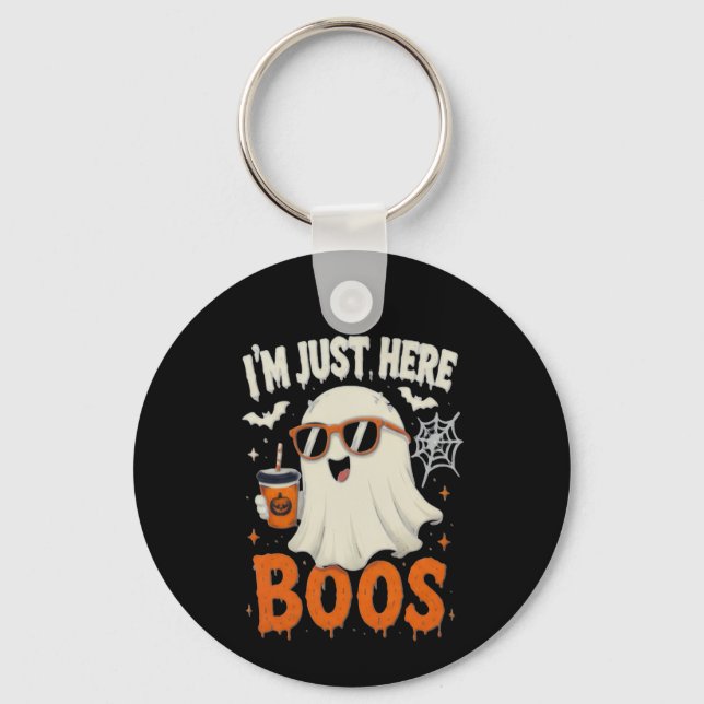 Chaveiro “Estou Aqui Só Para Boos” Design de Fantasma (Frente)