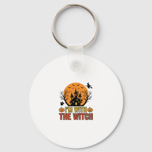 Chaveiro Estou Com A Bruxa Design de Castelo de Halloween V