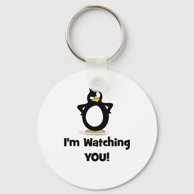 Chaveiro Estou te observando, pinguim (Frente)