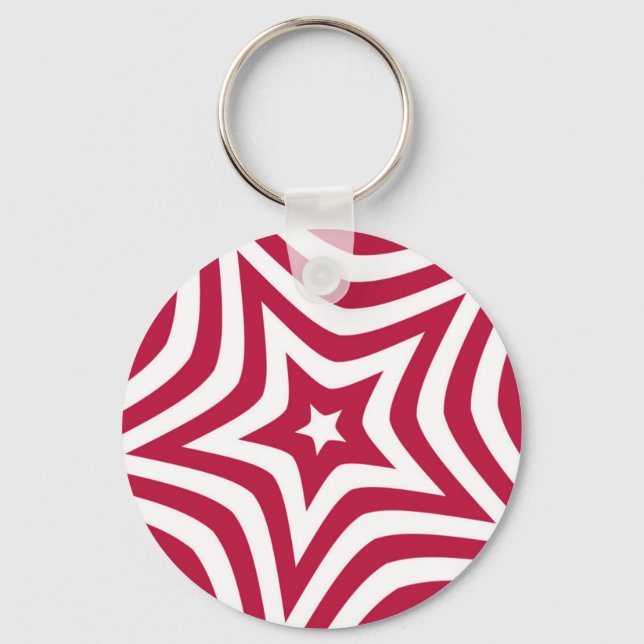 Chaveiro Estrela branca e vermelha escura em um padrão veto (Frente)