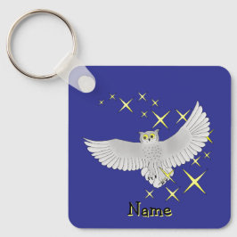 Chaveiro Estrela Coruja Personalizada Fofa Fundo Azul