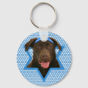 Chaveiro Estrela de David de Hanukkah - chocolate Labrador