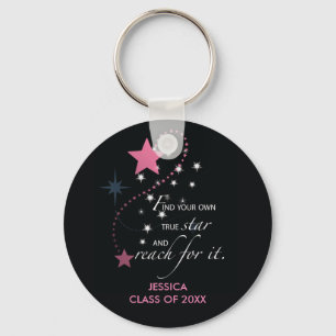 Chaveiro Estrela de Graduação, Rosa em Preto