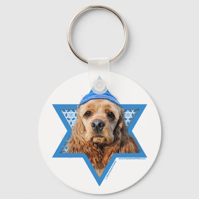 Chaveiro Estrela de Hanukkah de David - Cocker Spaniel (Frente)