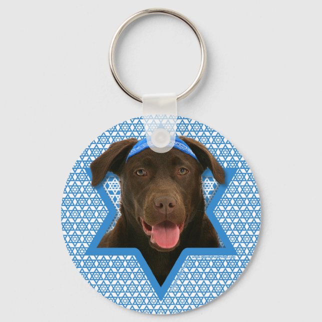 Chaveiro Estrela de Hanukkah de David - Labrador de Chocola (Frente)