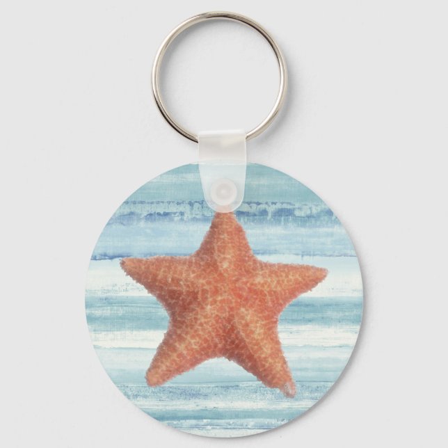 Chaveiro Estrela do mar pintada em listras azuis da (Frente)