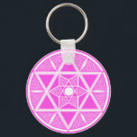 Chaveiro Estrela Rosa Brilhante de David<br><div class="desc">Estrela rosa divertida de David design.</div>