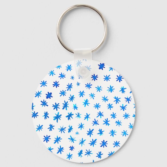 Chaveiro Estrelas aquarelas - azuis (Frente)