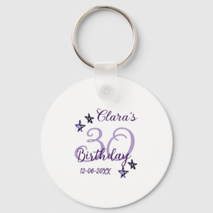 Chaveiro Estrelas brilhantes roxas retro moderno aniversári