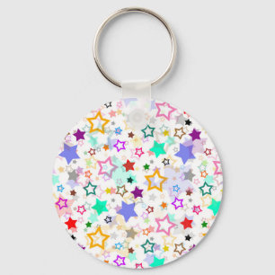 Chaveiro Estrelas Coloridas Brancas 
