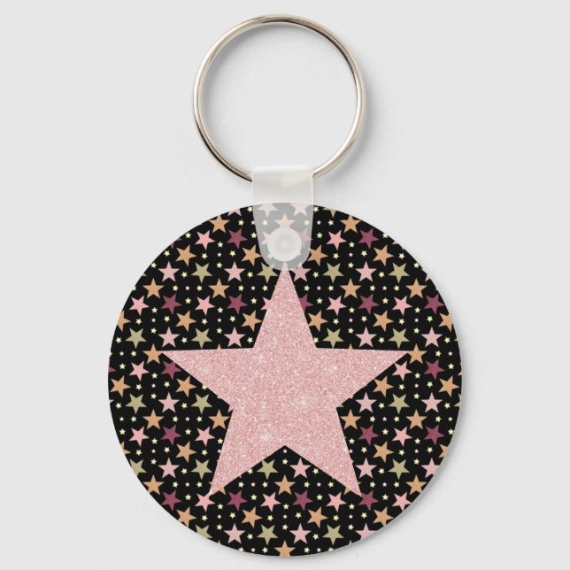 Chaveiro Estrelas coloridas em preto (Frente)