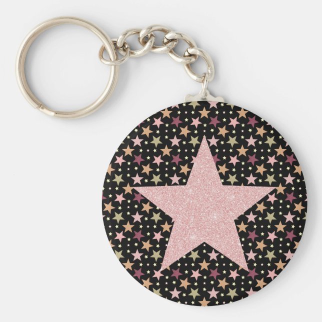 Chaveiro Estrelas coloridas em preto (Frente)