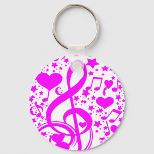 Chaveiro Estrelas, Corações e As Notas de Música - Rosa_