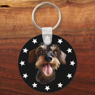 Chaveiro Estrelas de Dachshund com Cabeação Wireada