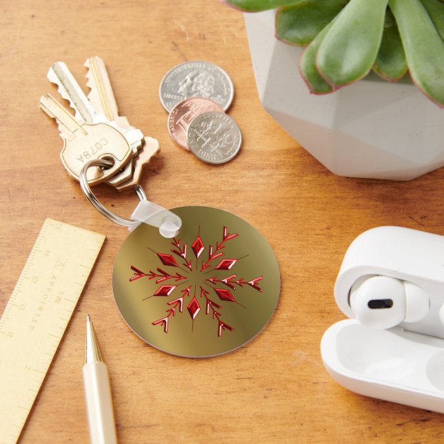 Chaveiro Estrelas de Natal Vermelho na Dourada (Mesa)