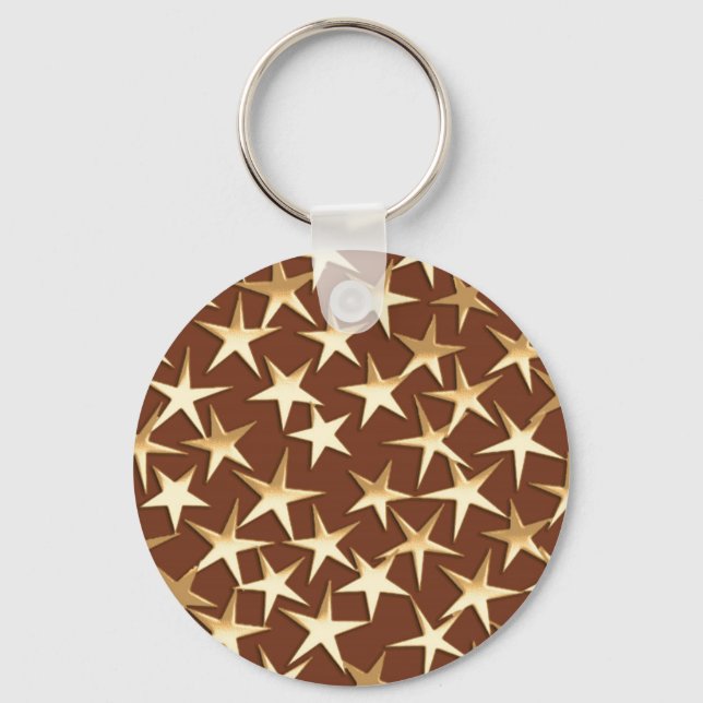Chaveiro Estrelas douradas em marrom chocolate (Frente)