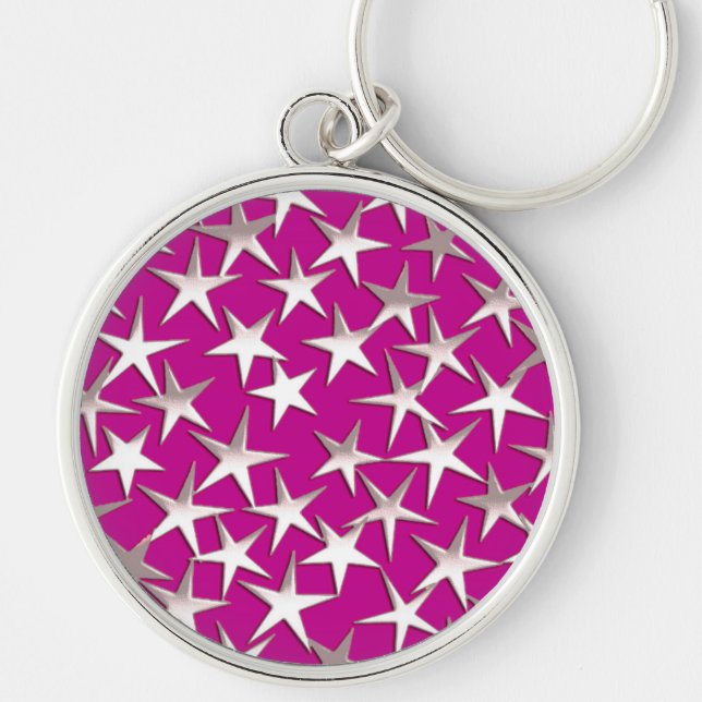 Chaveiro Estrelas prateadas em ametista roxo (Frente)