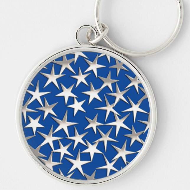 Chaveiro Estrelas prateadas em azul cobalto (Frente)