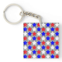 Estrelas vermelhas, brancas e azuis design chaveir