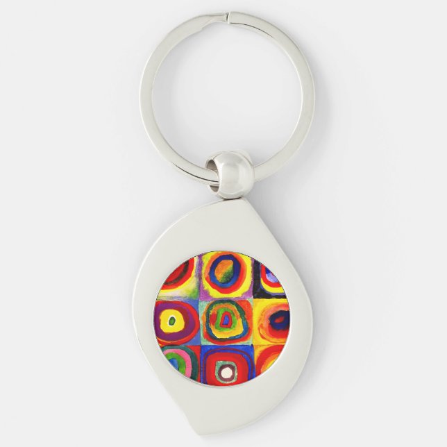 Chaveiro Estudo de cor de Kandinsky Quadrados Círculos Arte (Frente)