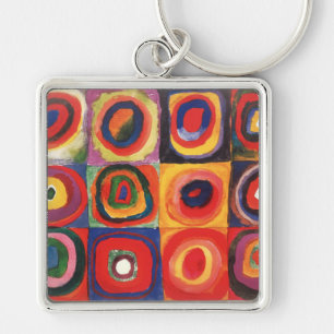 Chaveiro Estudo de cor de Kandinsky Quadrados Círculos Arte