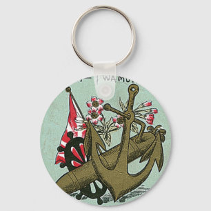 Chaveiro Etiqueta de seda japonesa do vintage da âncora