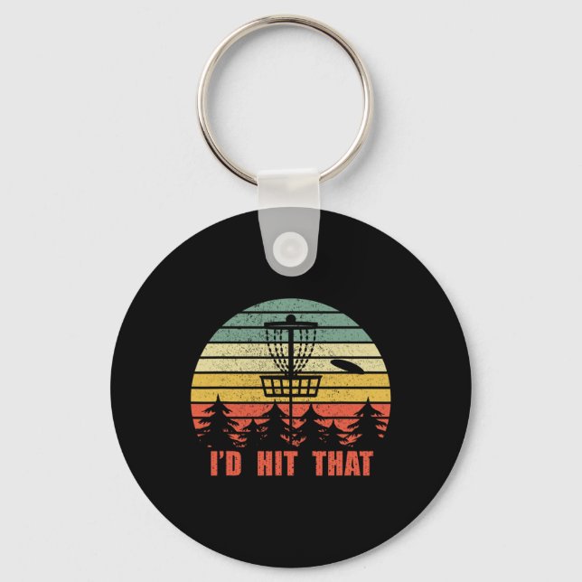 Chaveiro Eu Acertaria Esse Disc Golf - Retro Frisbee Design (Frente)