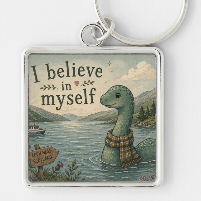 Chaveiro Eu acredito em mim mesmo Monstro do Lago Ness capr (Frente)