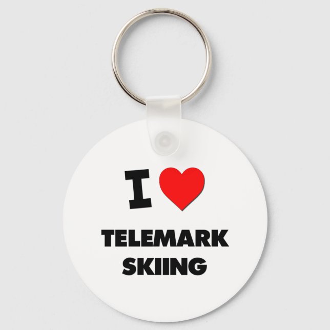 Chaveiro Eu adoro esqui de telemark (Frente)