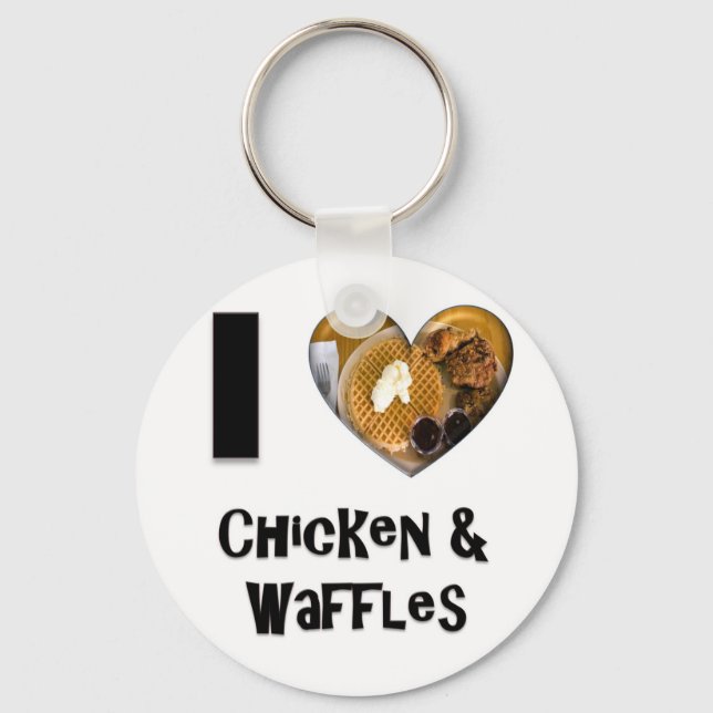 Chaveiro Eu adoro frango e waffles (Frente)