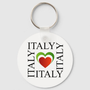 Chaveiro Eu adoro itália com cores da bandeira italiana