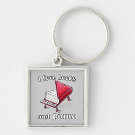 Chaveiro Eu Adoro Livros E Piano, Autêntica Arte Livre