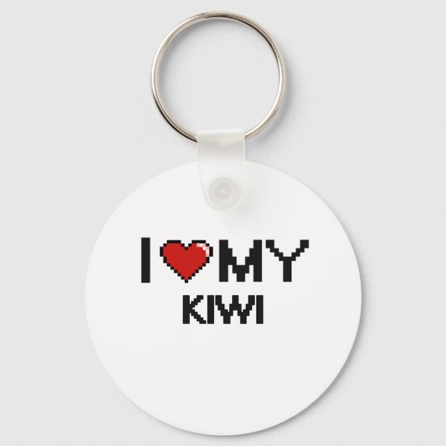Chaveiro Eu adoro o meu design digital Kiwi (Frente)