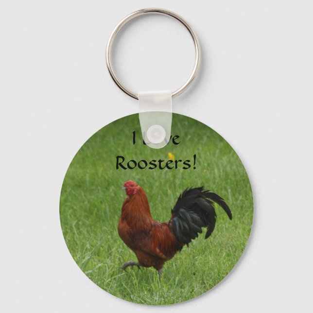 Chaveiro Eu Adoro Roosters! -chaveiro (Frente)