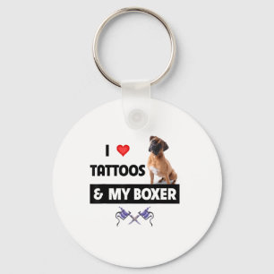 Chaveiro Eu Adoro Tatuagens E Meu Cachorro De Boxer Tatuado