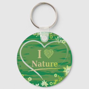 Chaveiro Eu adoro texto e flores do coração da Natureza - V