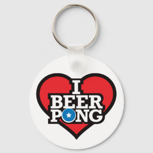 Chaveiro Eu amo a cerveja Pong - vermelho
