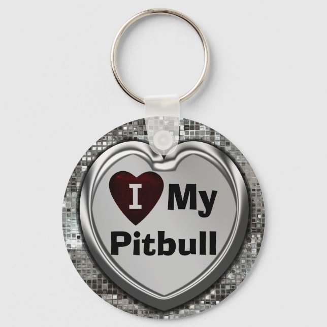 Chaveiro Eu Amo A Minha Coração Pitbull (Frente)