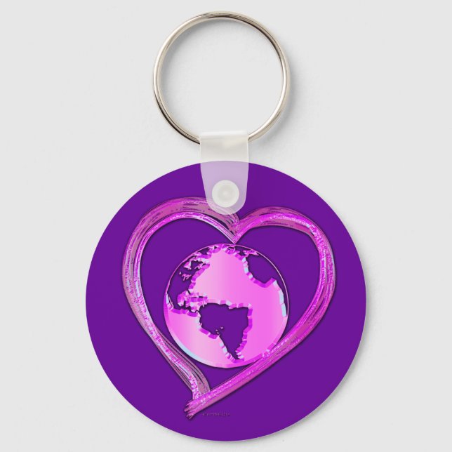 Chaveiro EU AMO A TERRA (Rosa) (Frente)