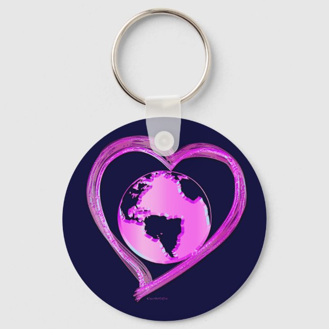 Chaveiro EU AMO A TERRA (Rosa) (Frente)