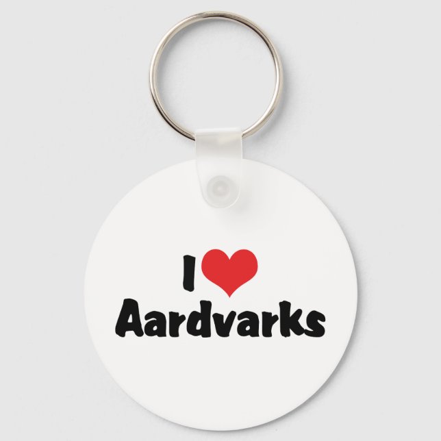 Chaveiro Eu Amo Aardvarks Coração (Frente)