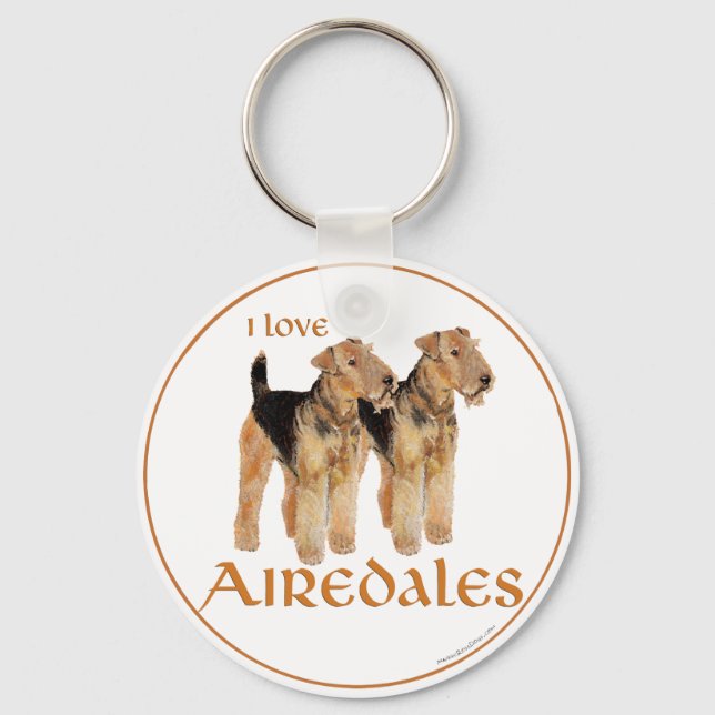 Chaveiro Eu Amo Airedales (Frente)