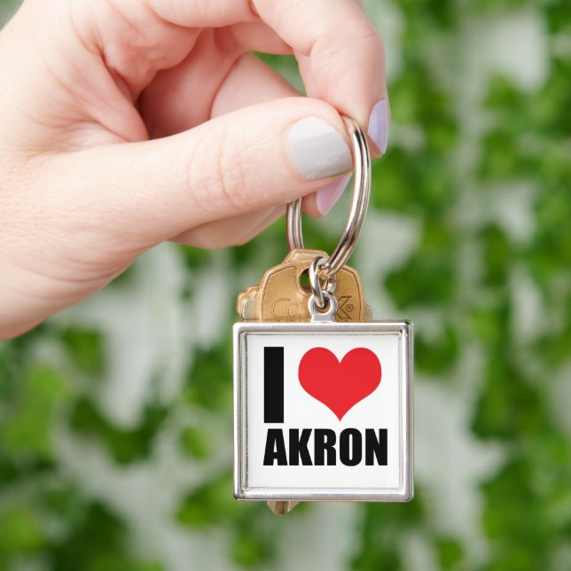 Chaveiro Eu amo Akron (Mão)