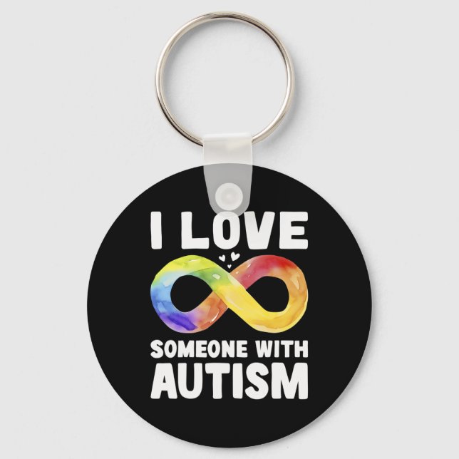 Chaveiro Eu Amo Alguém Com Consciência Autista Arco-Íris In (Frente)