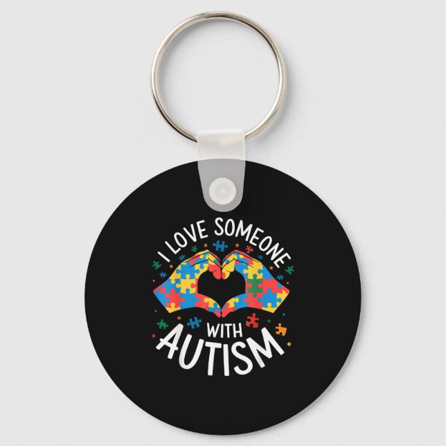 Chaveiro Eu Amo Alguém Com Consciência do Autismo Mulheres  (Frente)