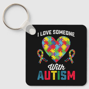 Chaveiro Eu Amo Alguém Com Conscientização do Autismo