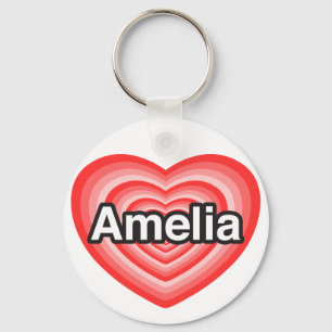Chaveiro Eu amo Amelia. Eu te amo Amelia. Coração