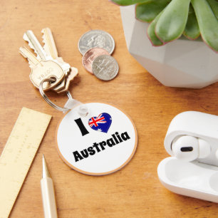 Chaveiro Eu amo Austrália e Coração - país, viagem /esporte